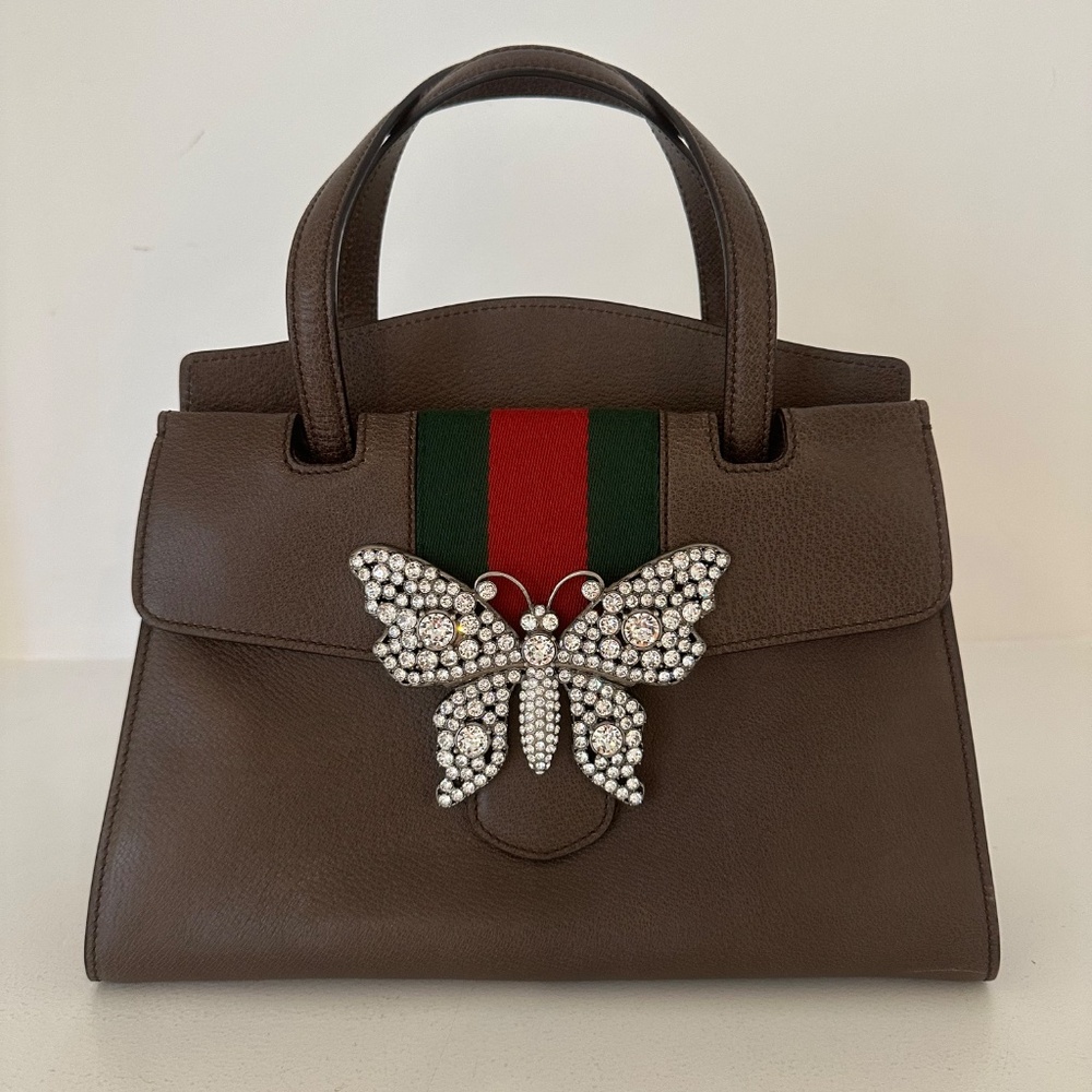 GUCCI Totem Butterfly Bijou 2WAY Leather Shoulder Bag - Picture 2 of 16